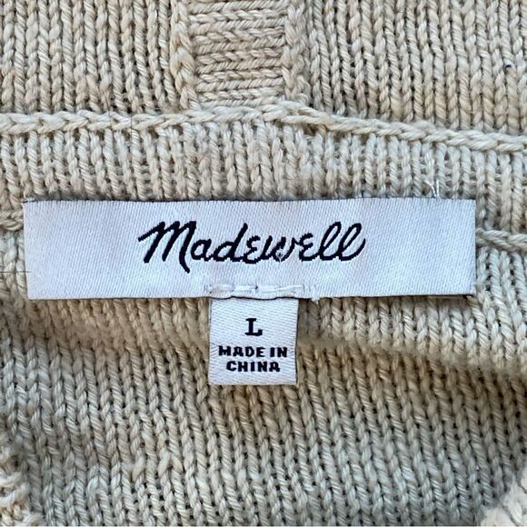 Madewell Clairview Cream and Green Colorblock Cropped Knit Sweater Size Large - Picture 9 of 13
